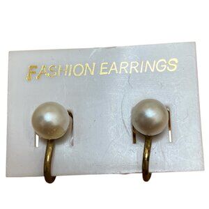 Vintage dainty faux pearl clip on earrings